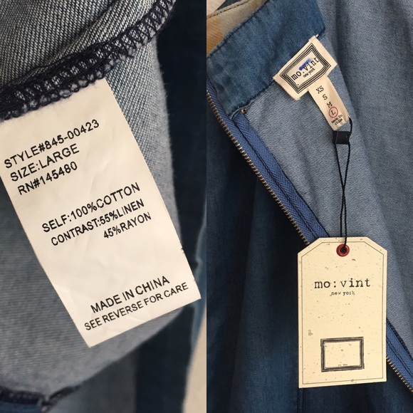 NWT Denim Dress MoVint Sleeveless Midi Pockets - Picture 7 of 8